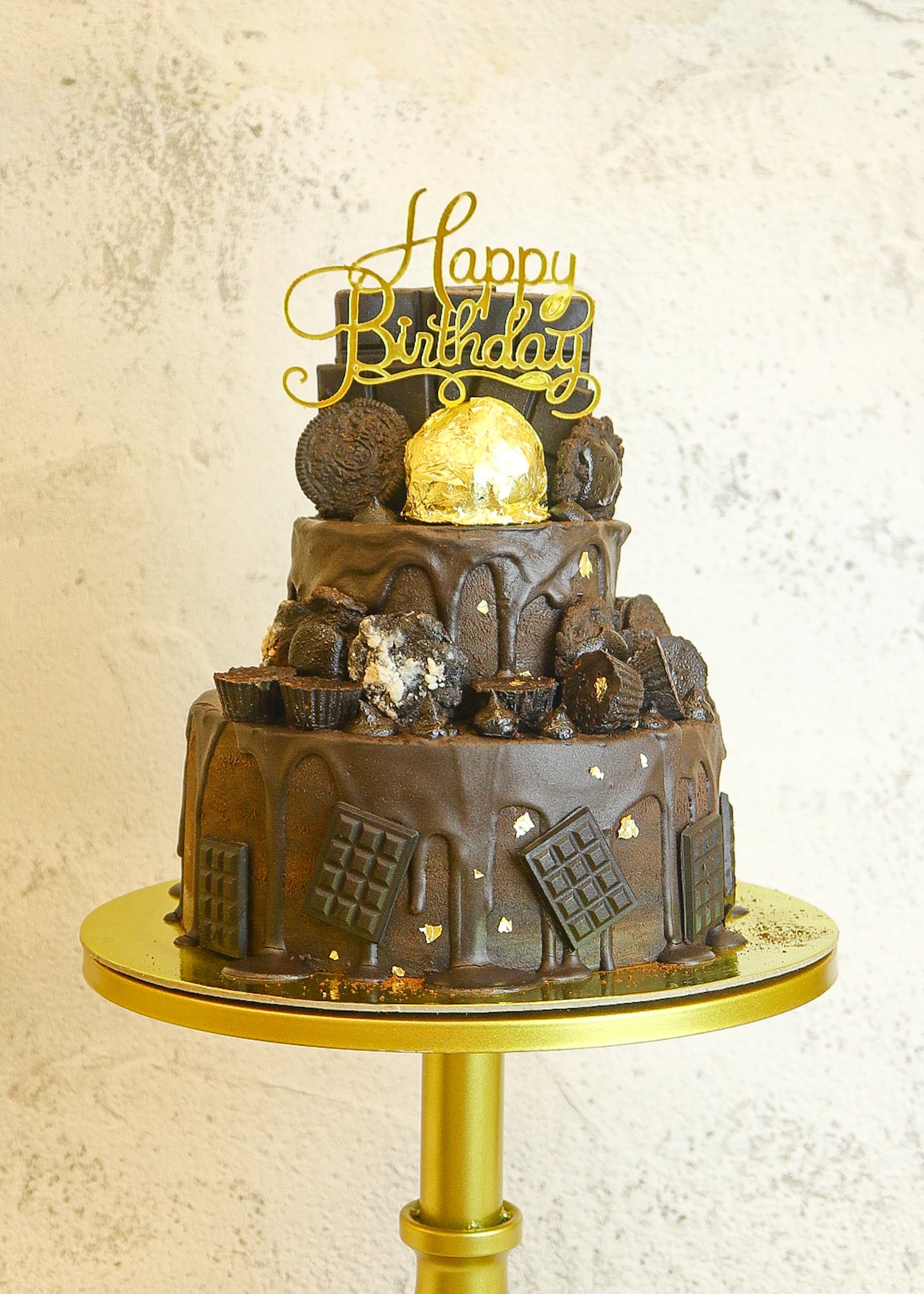 Drunken Triple Dark Chocolate Pea Protein Cake (7"x4" and 4"x3" Layered Cake) (1 Week Lead Time)