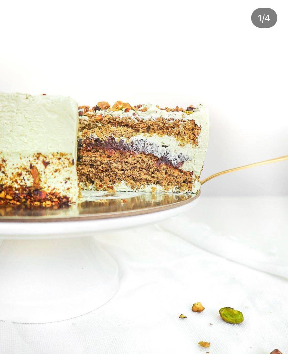 Matcha Pistachio Dates Caramel Cake