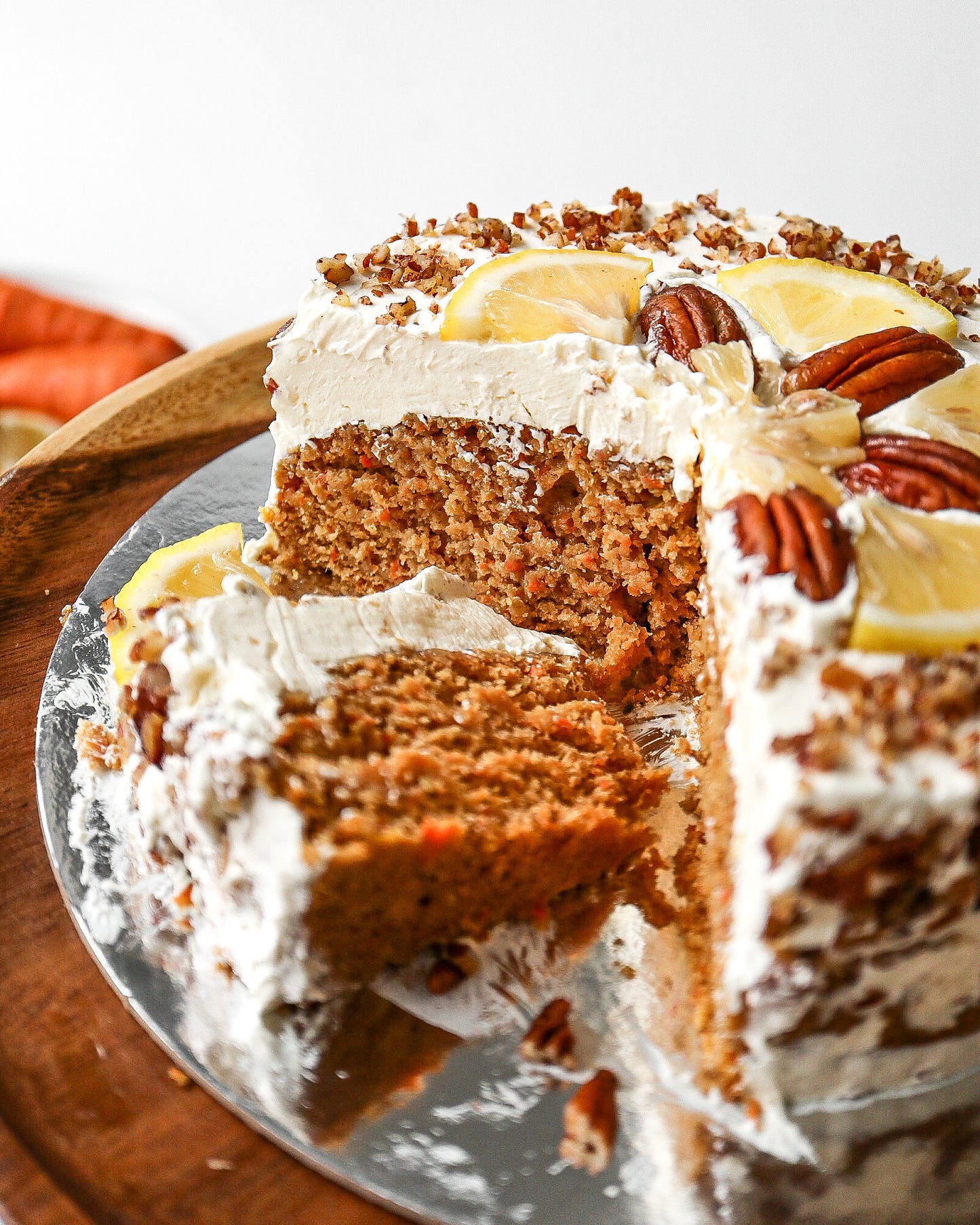 Pecan Lemon Carrot Cake (coconut sugar sweetener)