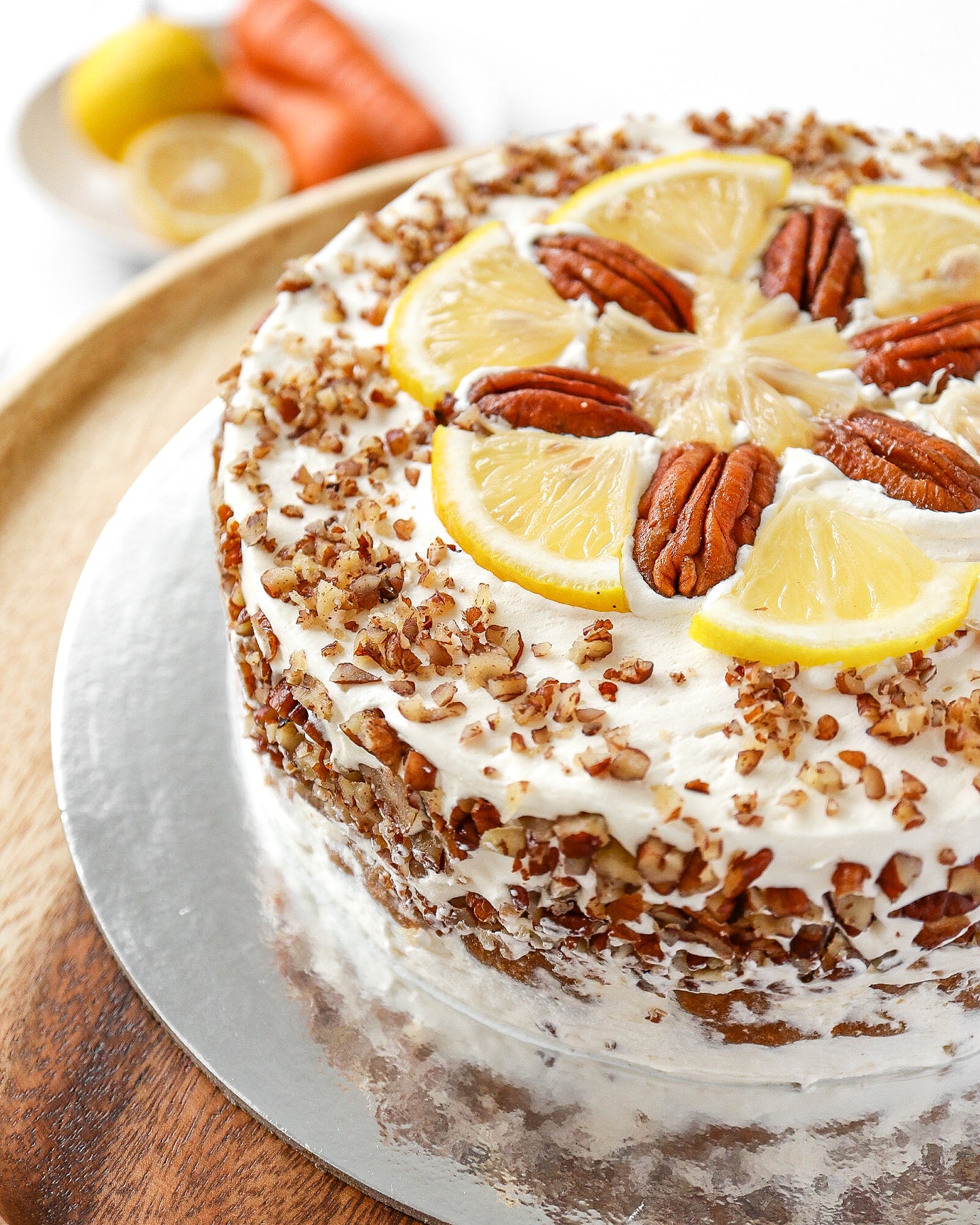 Pecan Lemon Carrot Cake (coconut sugar sweetener)