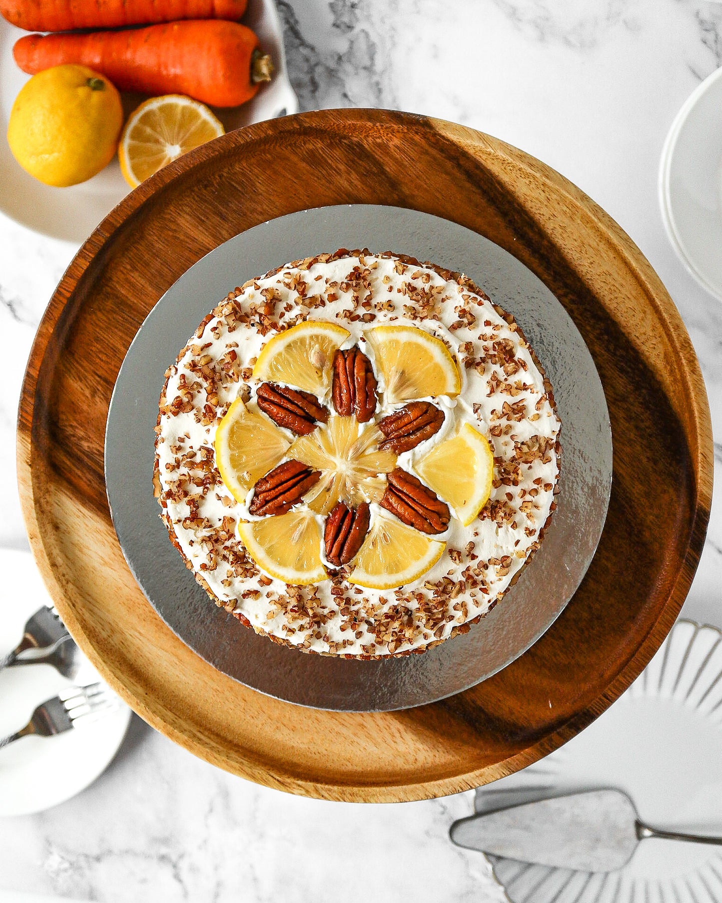 Pecan Lemon Carrot Cake (coconut sugar sweetener)