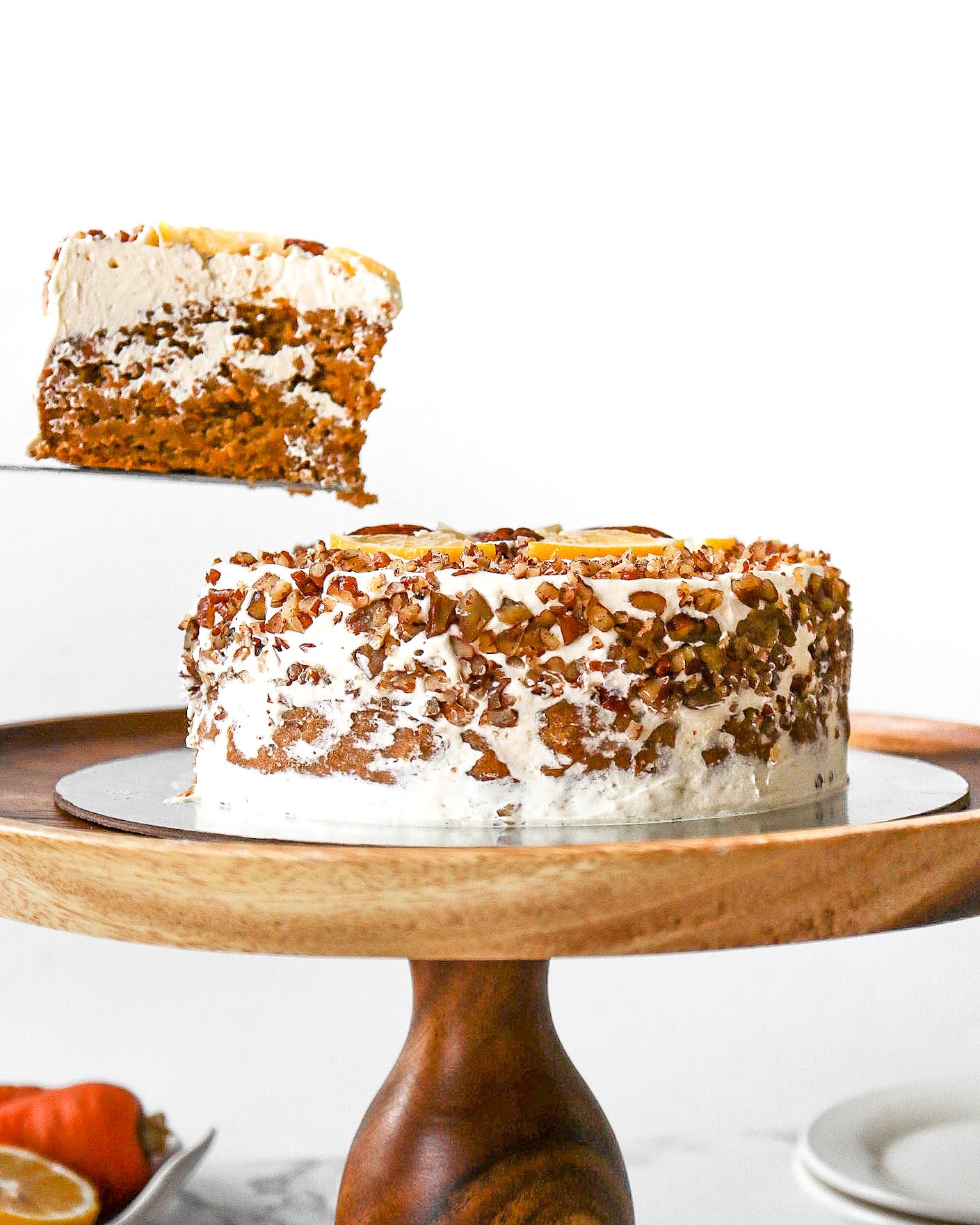 Pecan Lemon Carrot Cake (coconut sugar sweetener)