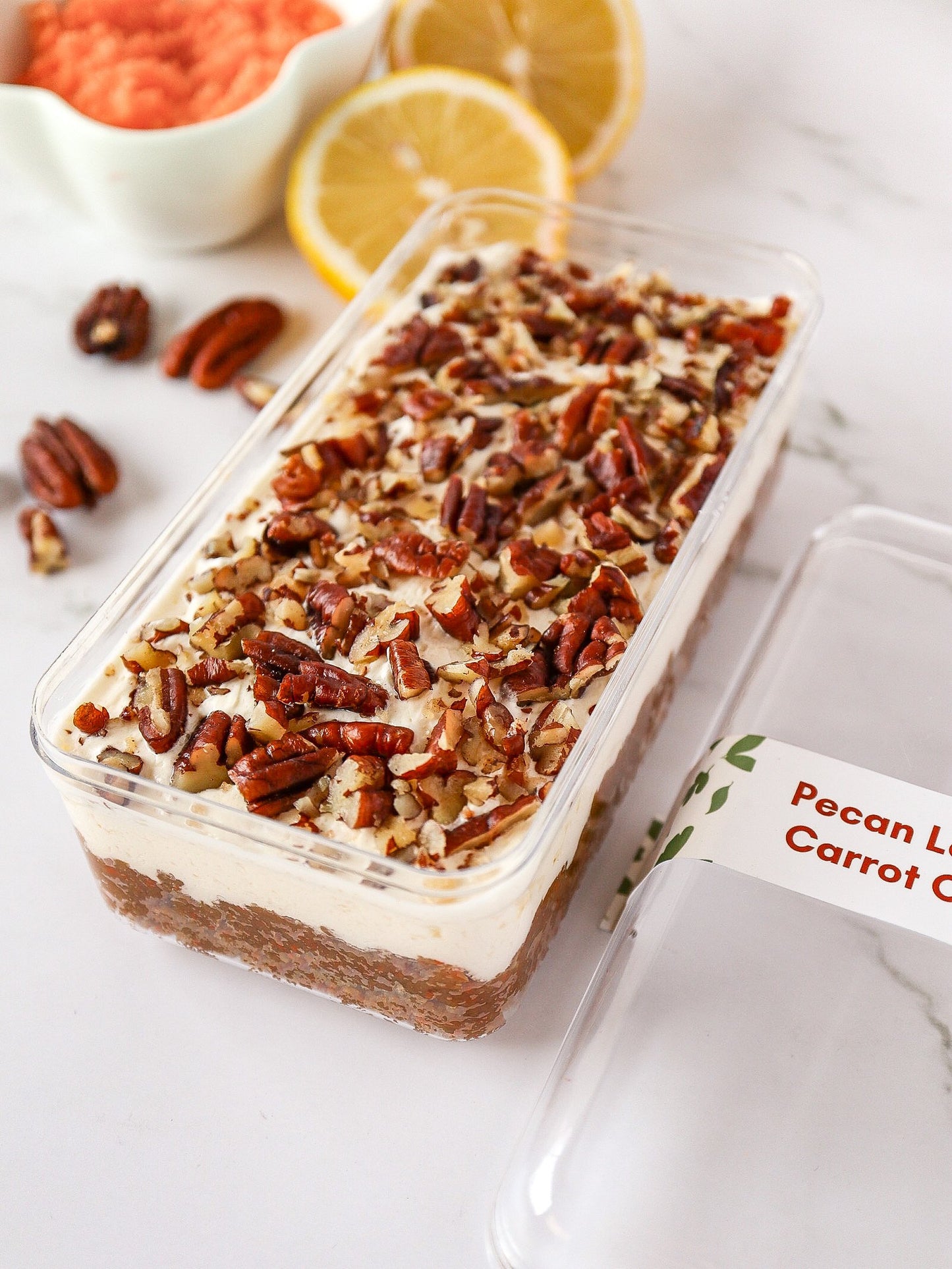 Pecan Lemon Carrot Cake (coconut sugar sweetener)