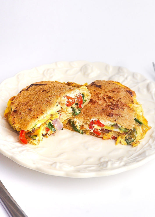 Egg & Cheese Veggie Omelette Tortilla  (Low Carb, Hi-Protein)