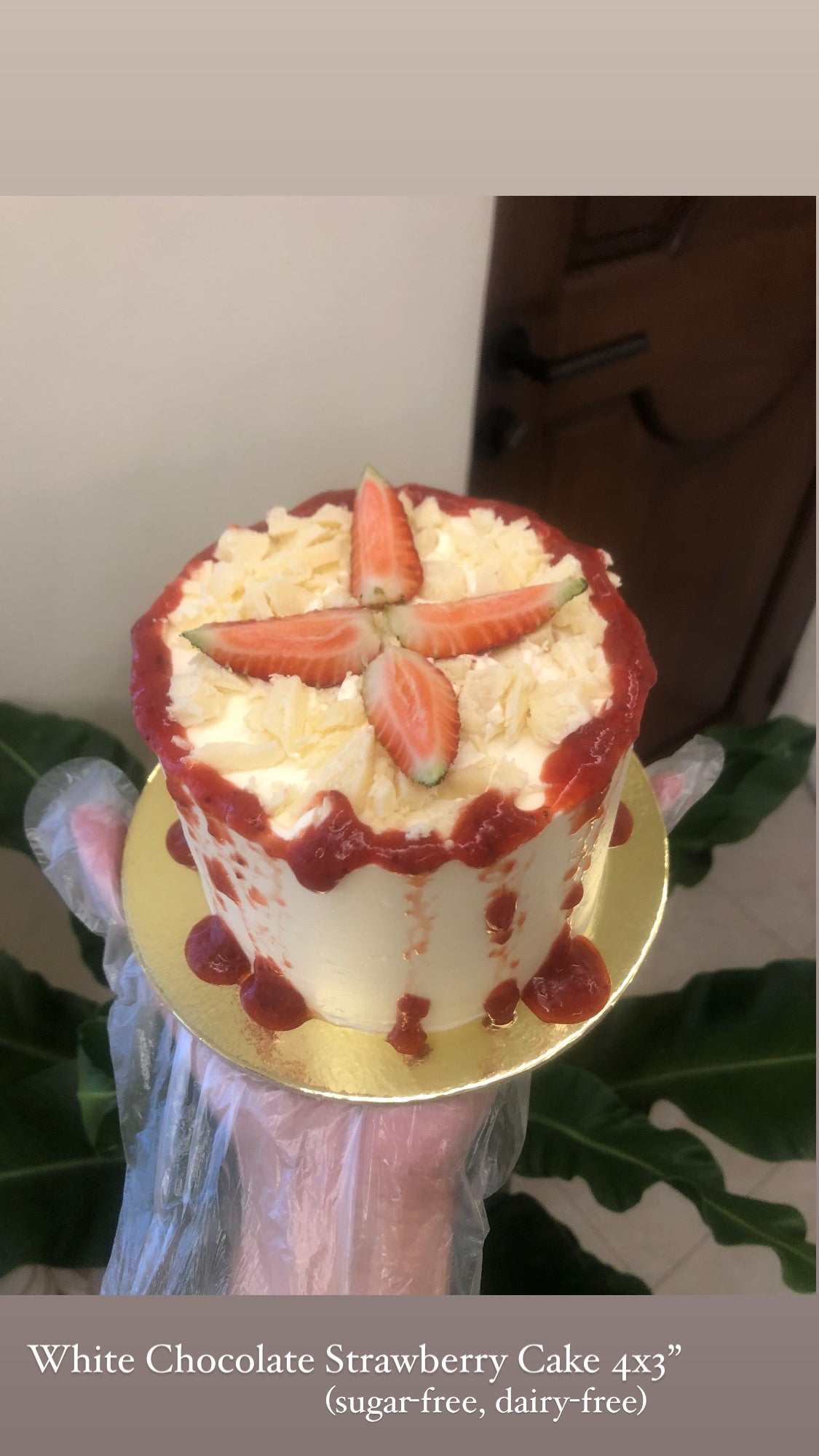 White Chocolate Strawberry Cake (sugar-free/monk fruit sweetener)
