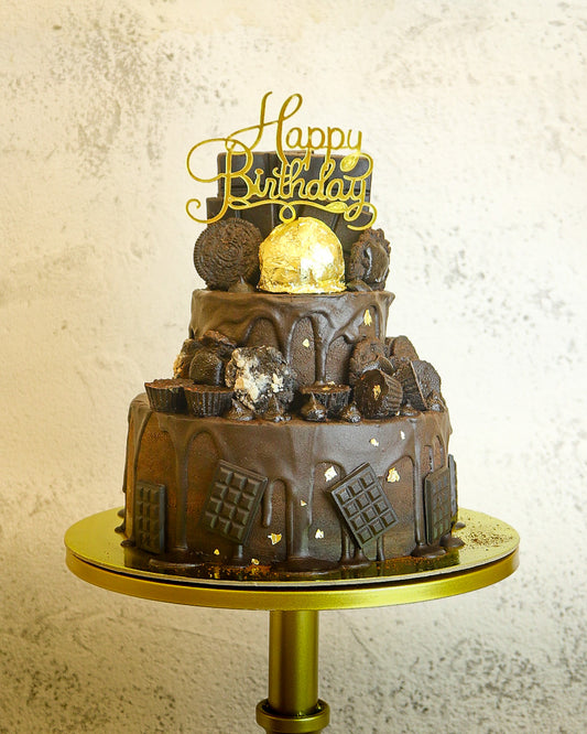2-Layer (7"x4" and 4"x3") Drunken Triple Dark Chocolate Protein Cake (Preorder only - 7 Day Lead Time)
