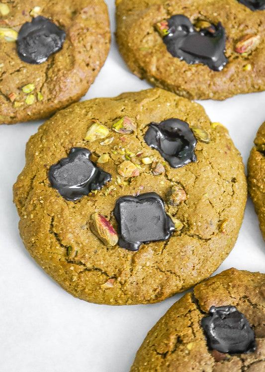 New: Matcha Pistachio & Dark Chocolate Cookies