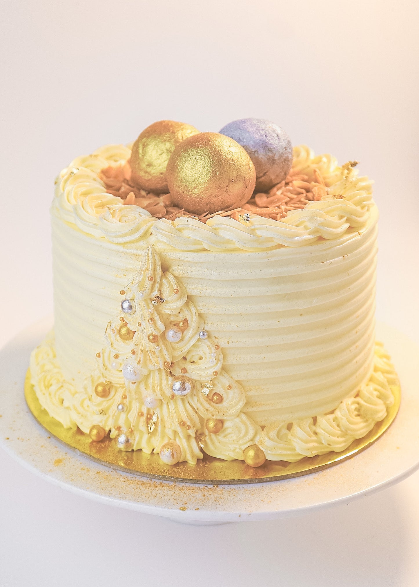 White Christmas Almond Lemon Buttercream Cake 6"x5" (Pre-order for December)