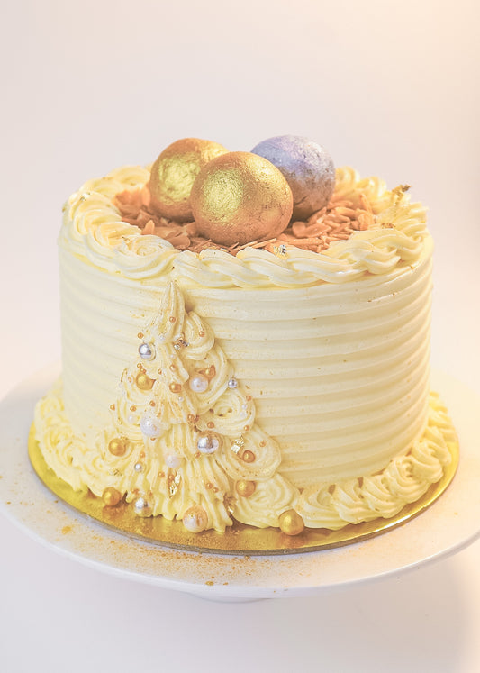 White Christmas Almond Lemon Buttercream Cake 6"x5" (Pre-order for December)