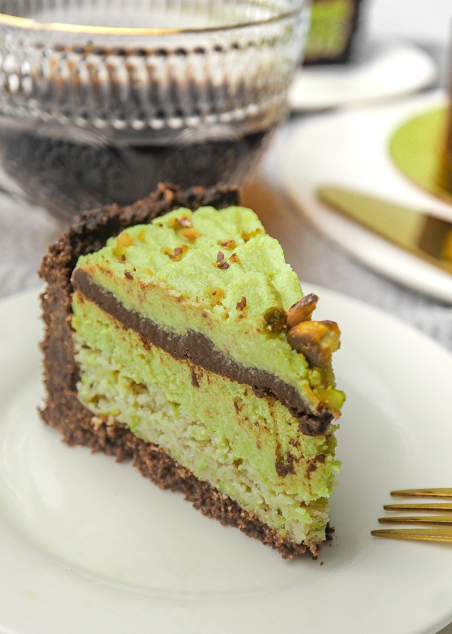 Dark Chocolate Pistachio Cake (Plant-based, Sugar-free, Gluten-free)