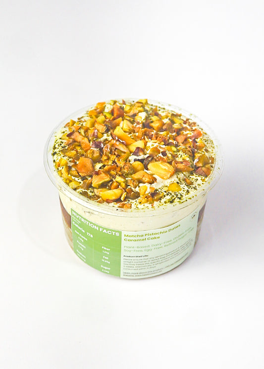 Matcha Pistachio Dates Caramel Cake in Cup