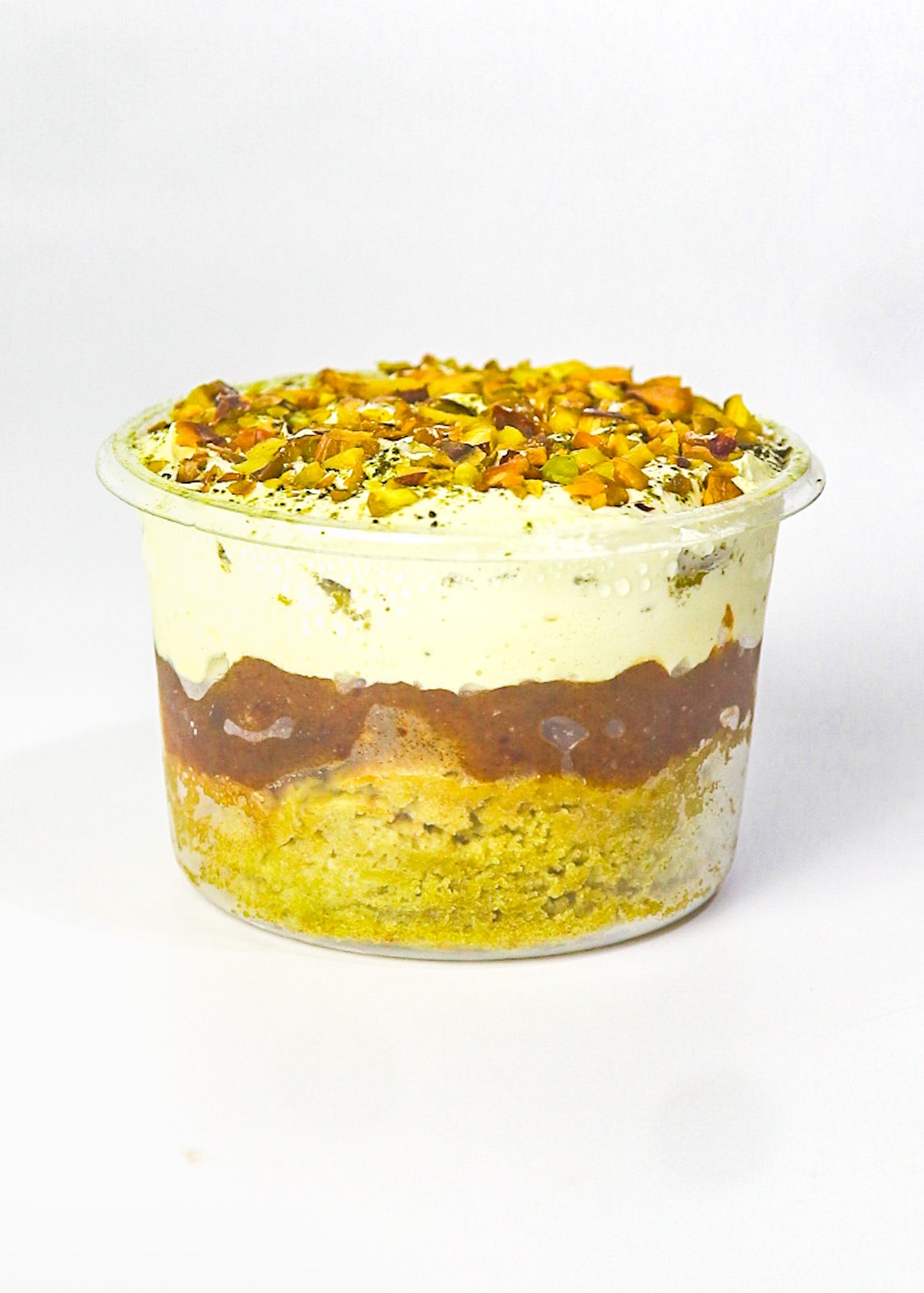 Matcha Pistachio Dates Caramel Cake in Cup