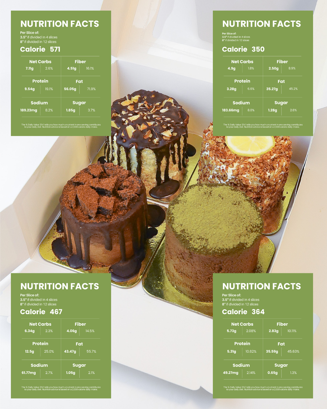Signature Cake Flavors (Assorted Box of 4, 3.5- Inch Cakes)