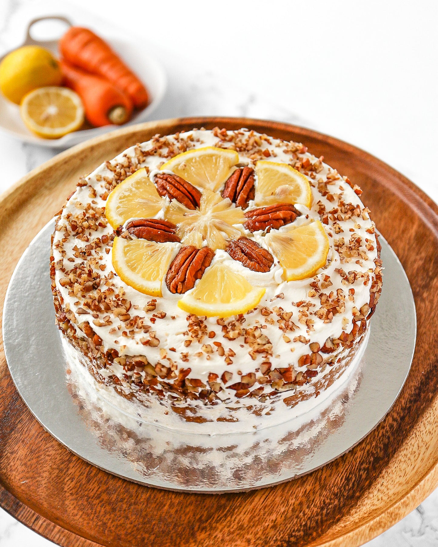 Pecan Lemon Carrot Cake (coconut sugar sweetener)