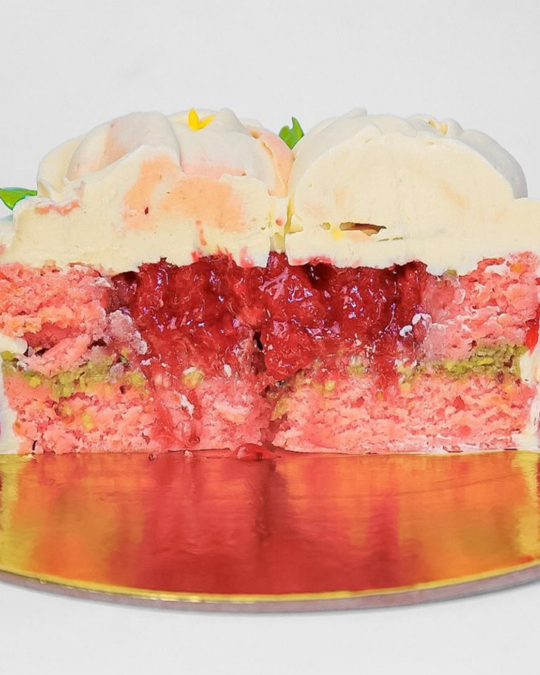 Rosette Strawberry Pistachio Cake 8"