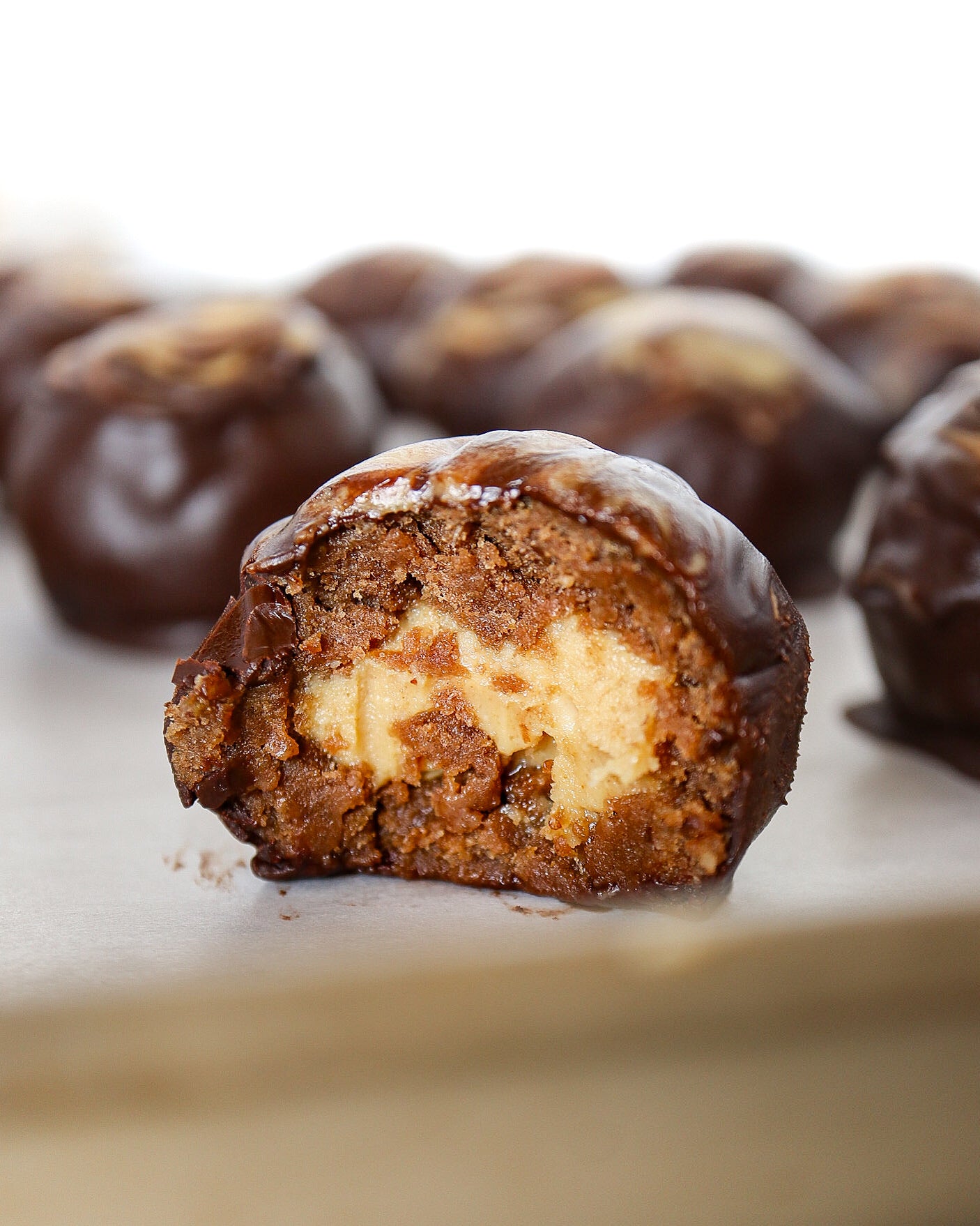Peanut Butter Chocolate Pea Protein Balls (available in sugar-free chocolate coating)